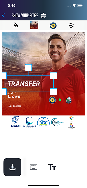 The image shows how to use lineup builder to create a player transfer graphic